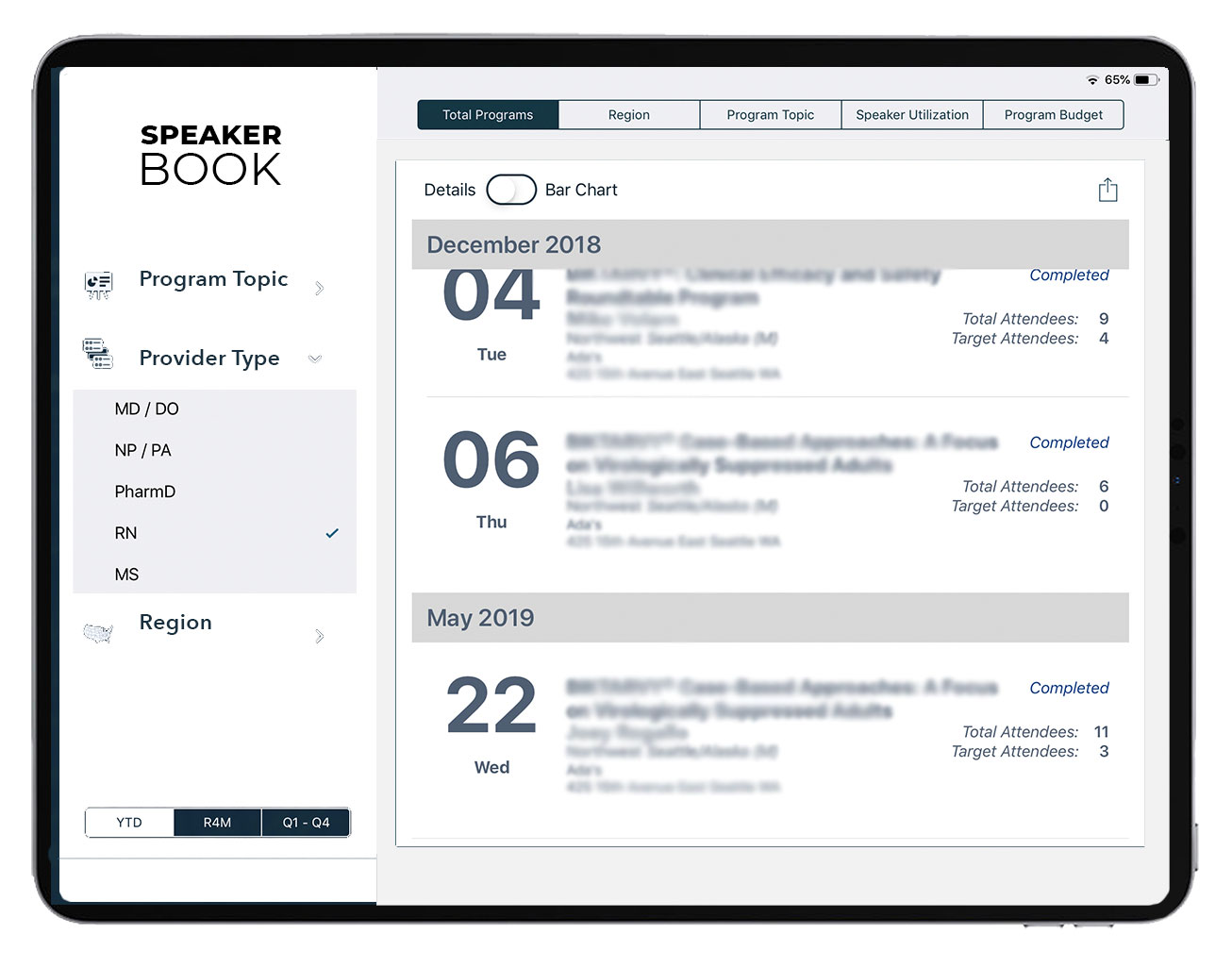 SpeakerBook Analytics speaker bureau